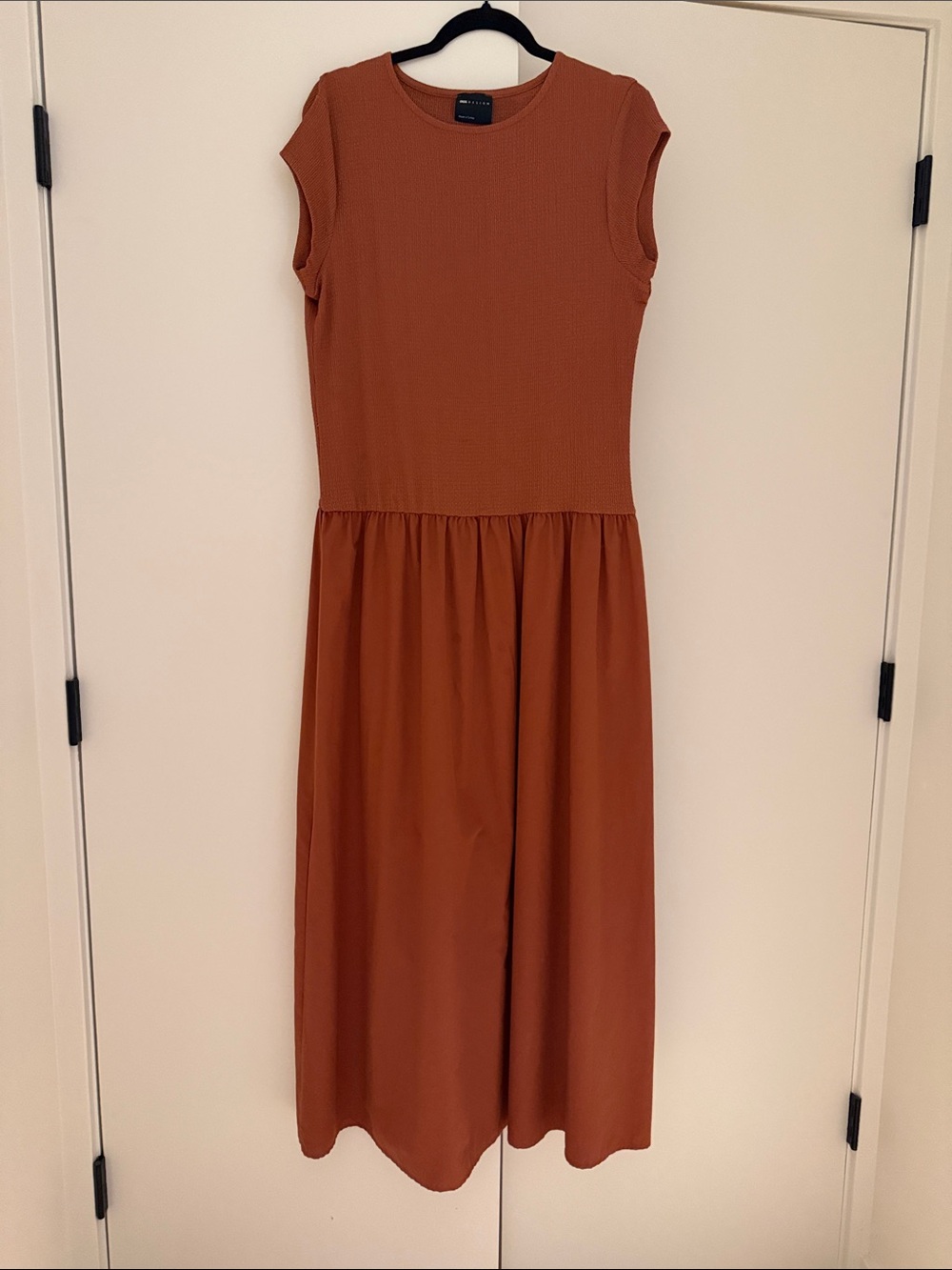 ASOS Rust-Colored Cap Sleeve Midi Dress